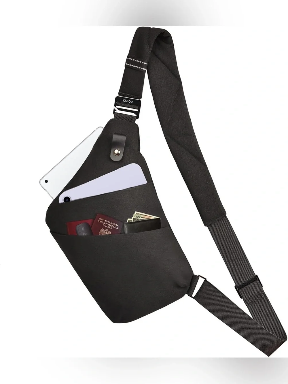 VADOO Sling RFID Blocking Bag Anti-theft Crossbody Shoulder Black Unisex